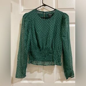 Express Blue/Green Swiss Top Blouse